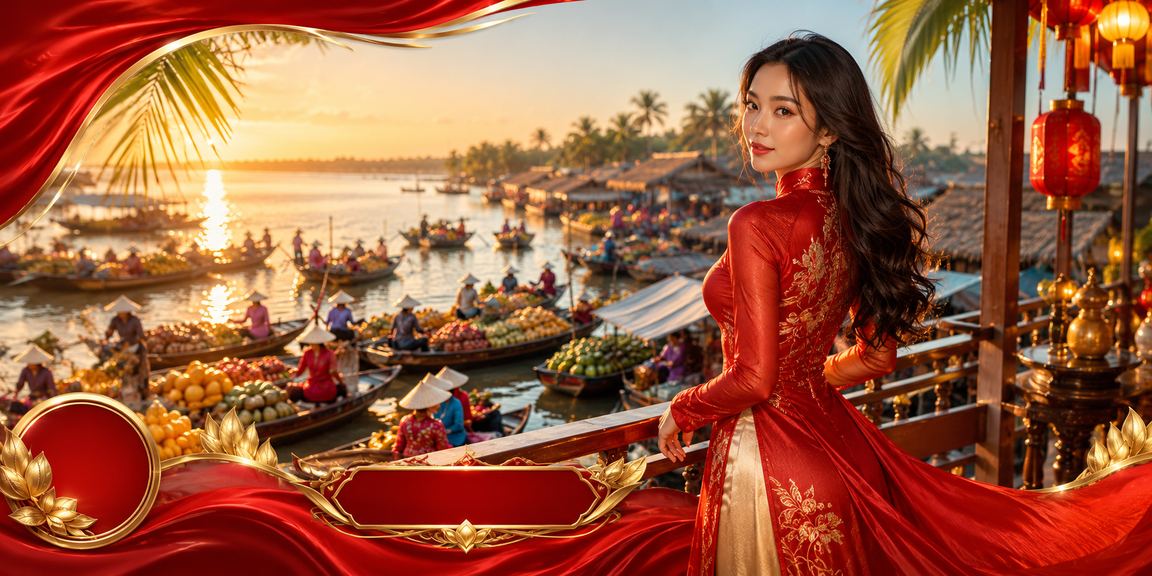 Người phụ nữ mặc áo dài bên dòng Mekong, biểu tượng cho cuộc sống cân bằng và giải trí có trách nhiệm